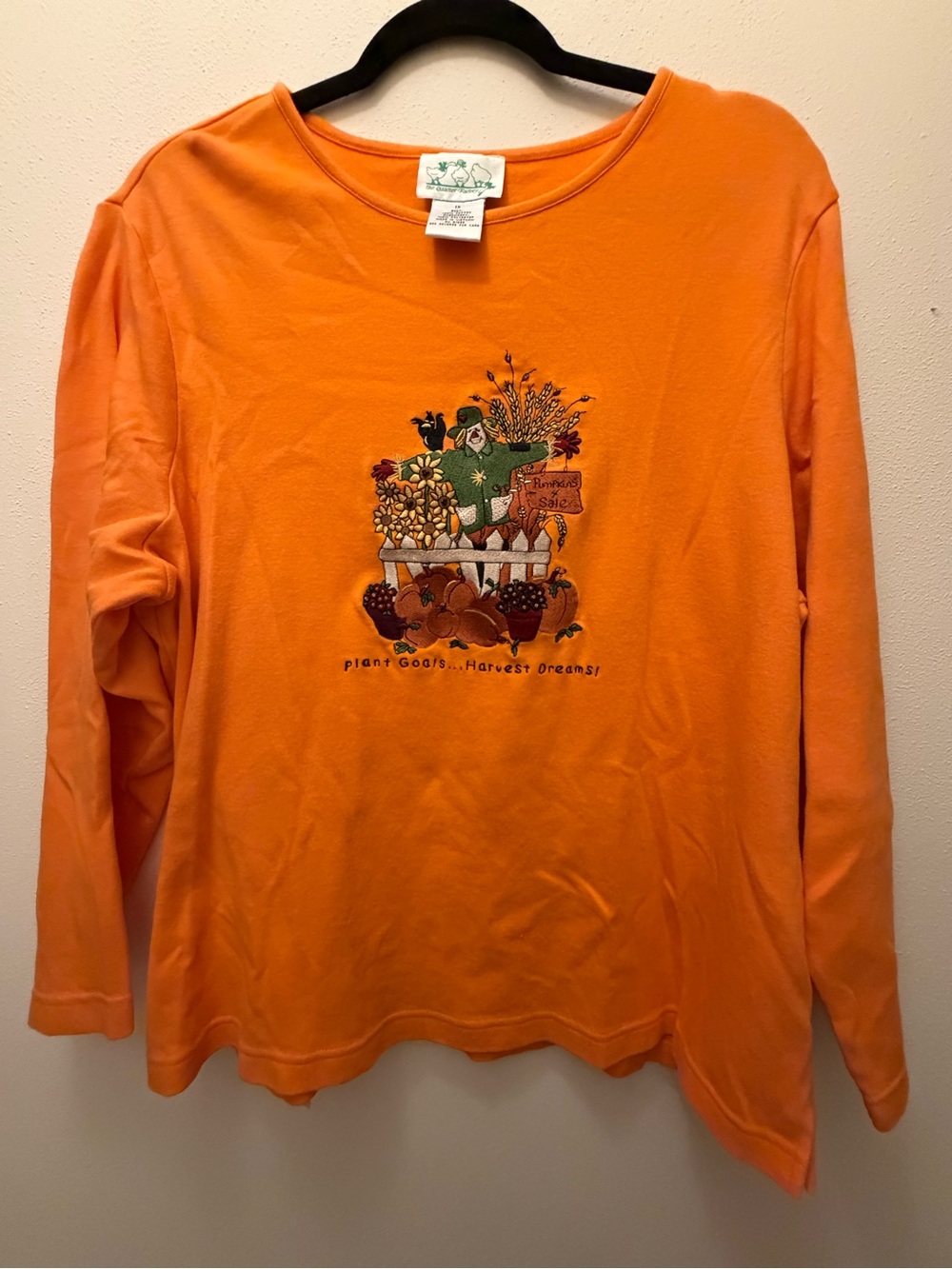 Vintage Quaker Factory - Harvest Graphic Long Sleeve Tunic Top - Orange